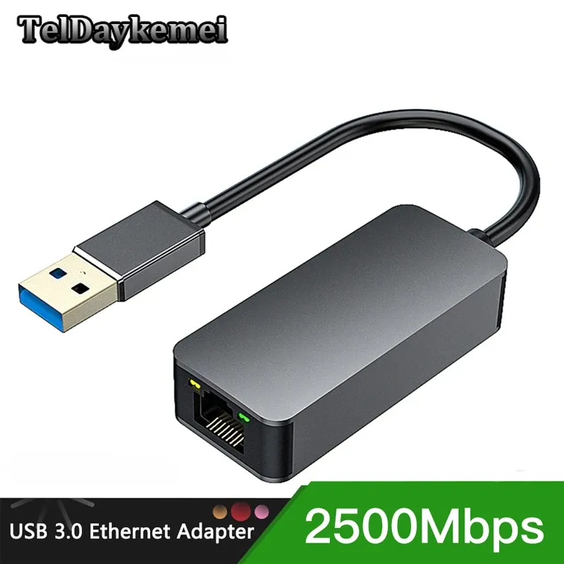 Adaptateur USB 3.0 Type-C vers Ethernet RJ45 2,5 Gbps, convertisseur LAN filaire pour Windows 7/8/10 et Mac, compatible PC portable 7