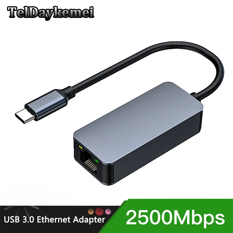 Adaptateur USB 3.0 Type-C vers Ethernet RJ45 2,5 Gbps, convertisseur LAN filaire pour Windows 7/8/10 et Mac, compatible PC portable 8