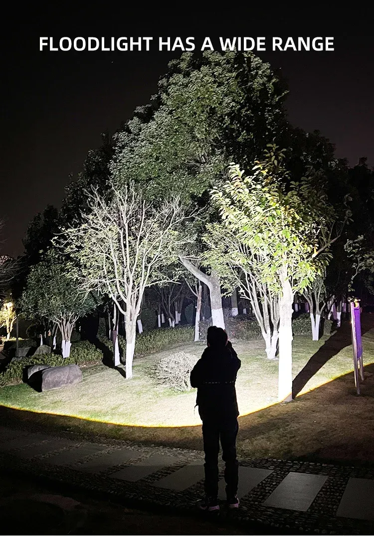 Lampe de poche dans un environnement de camping