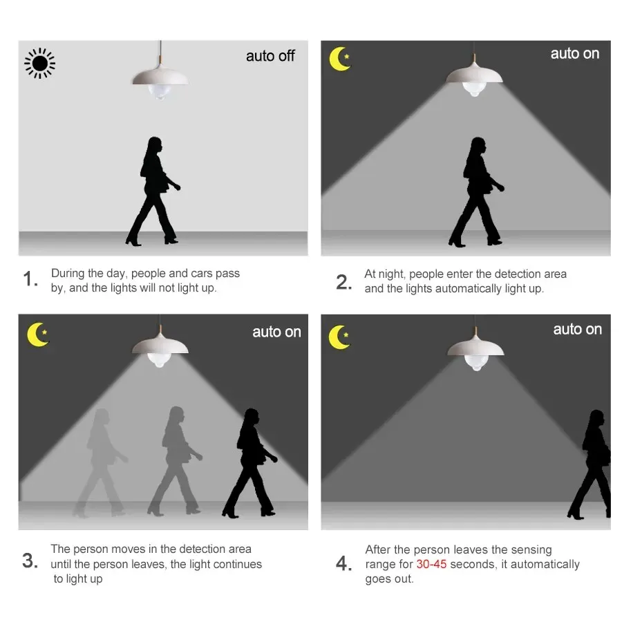 Ampoule LED E27 à détecteur de mouvement PIR, allumage et extinction automatiques, veilleuse pour porche, escaliers et garage, éclairage de sécurité 3