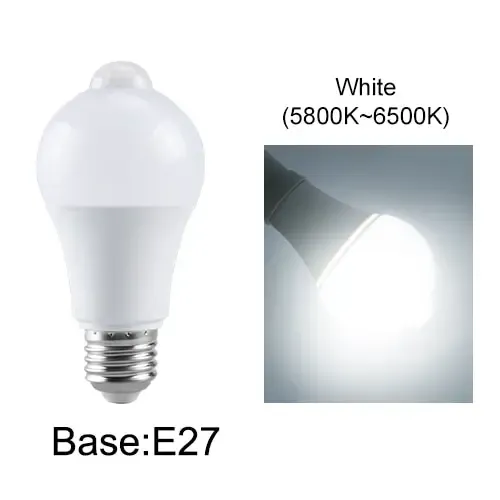Ampoule LED E27 à détecteur de mouvement PIR, allumage et extinction automatiques, veilleuse pour porche, escaliers et garage, éclairage de sécurité 9