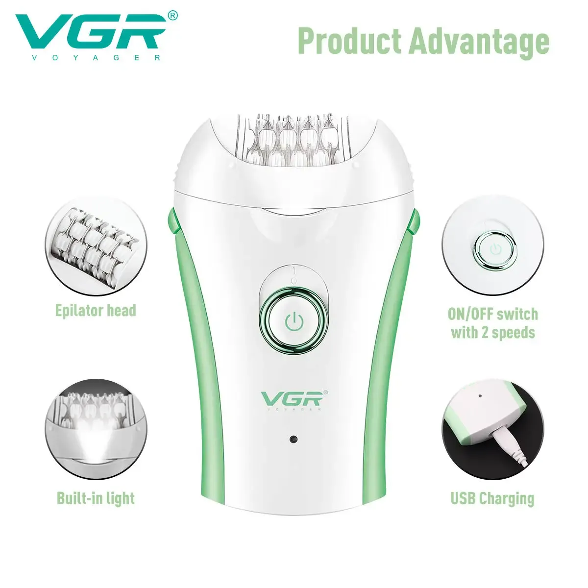 Épilateur professionnel VGR 705 rechargeable, portable et électrique pour femmes 5