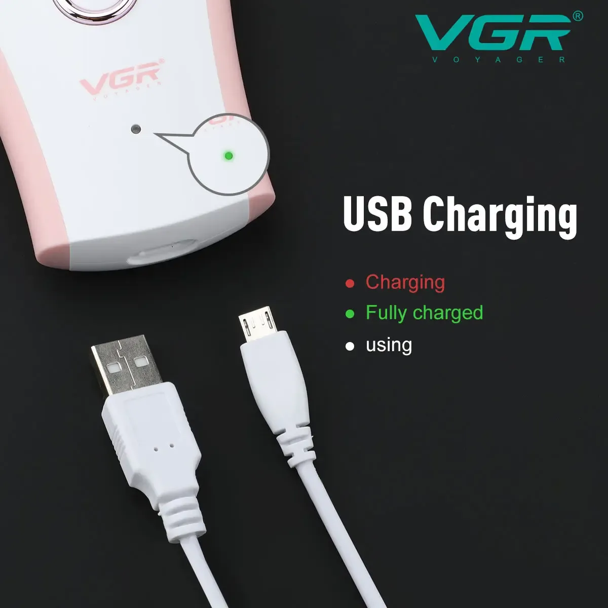 Épilateur professionnel VGR 705 rechargeable, portable et électrique pour femmes 6