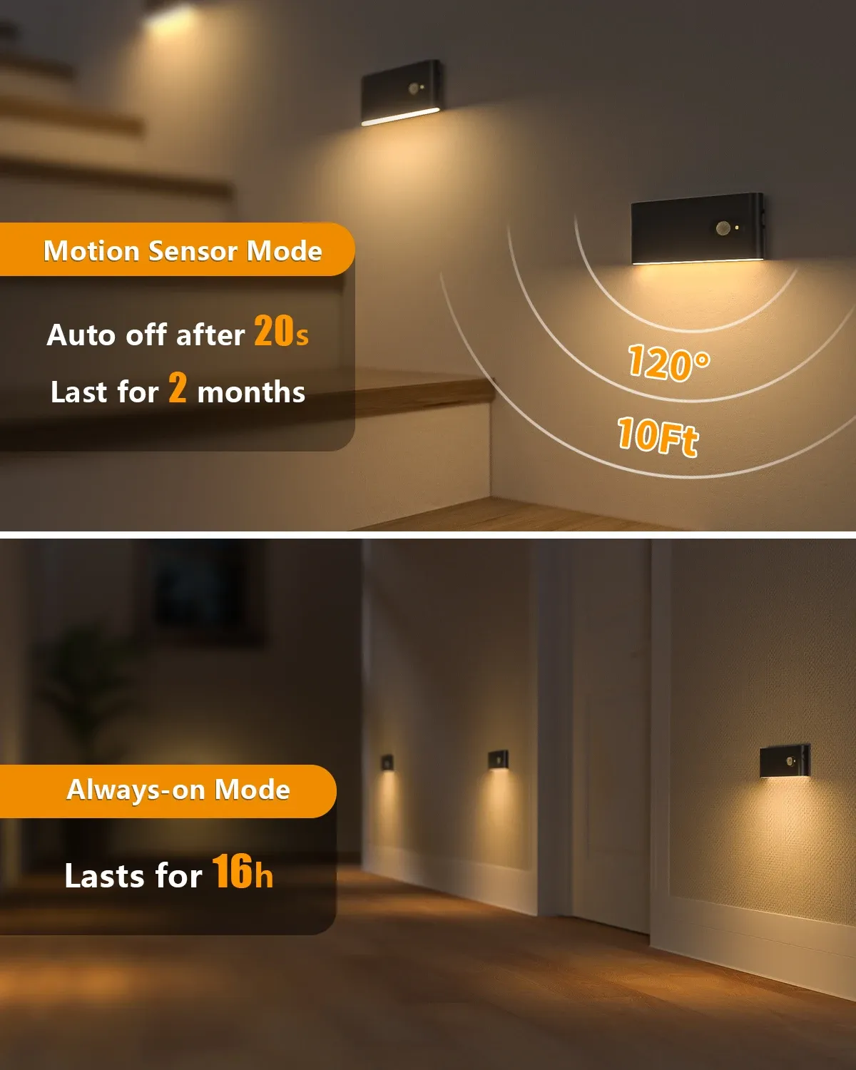 WILLED Veilleuse à Détecteur de Mouvement Blanc Chaud Rechargeable pour Intérieur, Escalier, Couloir, Salle de Bain, Chambre et Cuisine 2