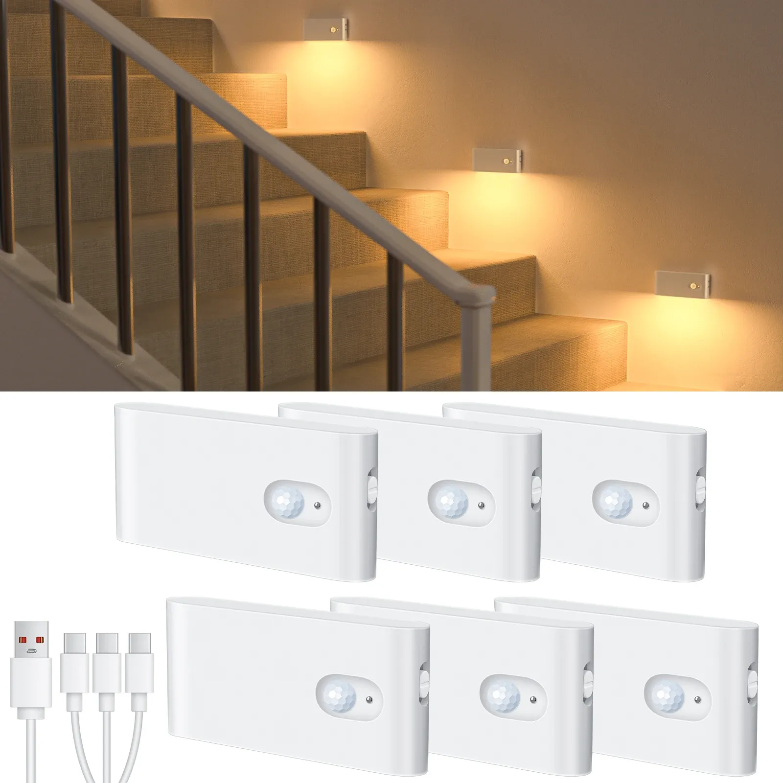 WILLED Veilleuse à Détecteur de Mouvement Blanc Chaud Rechargeable pour Intérieur, Escalier, Couloir, Salle de Bain, Chambre et Cuisine 9