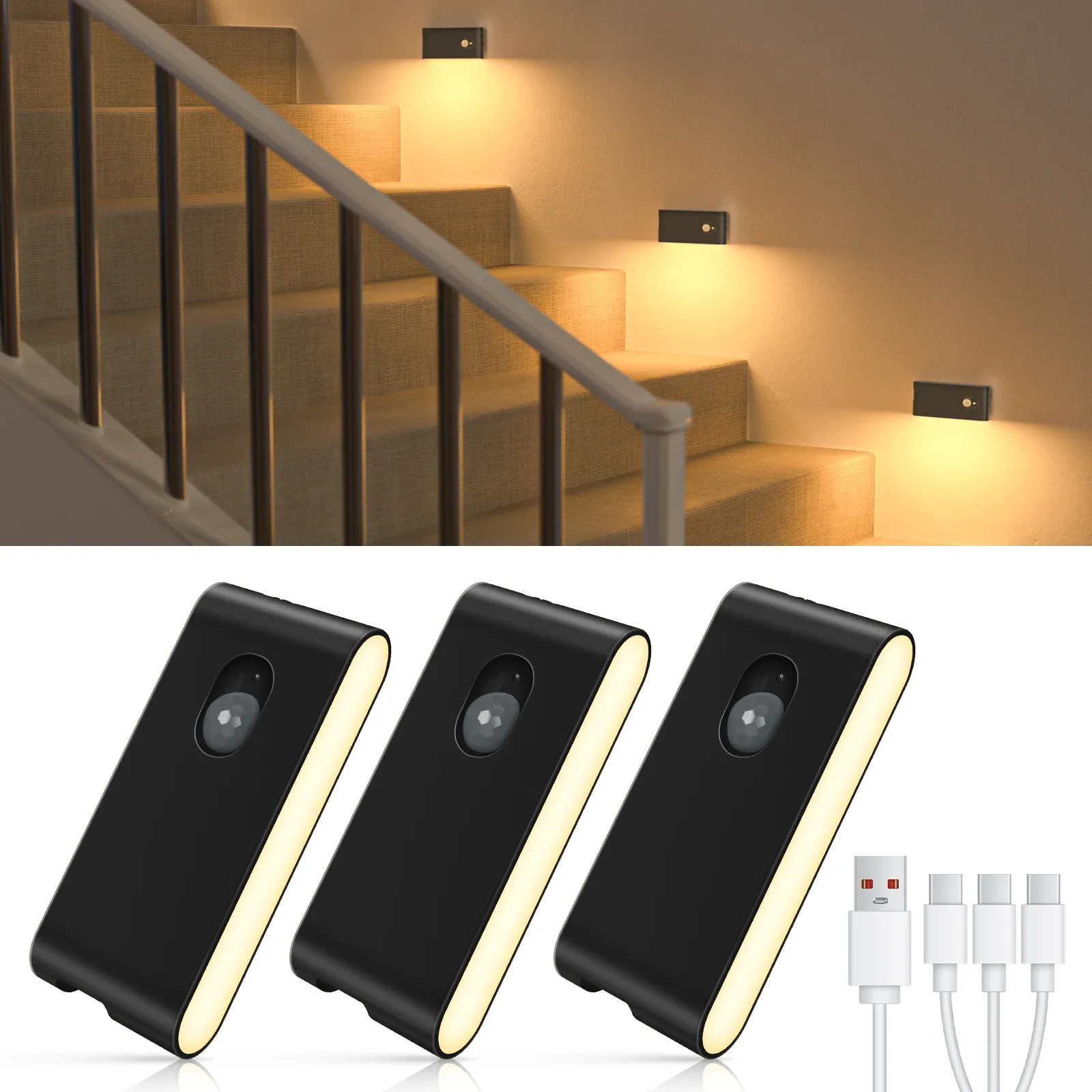 WILLED Veilleuse à Détecteur de Mouvement Blanc Chaud Rechargeable pour Intérieur, Escalier, Couloir, Salle de Bain, Chambre et Cuisine 11