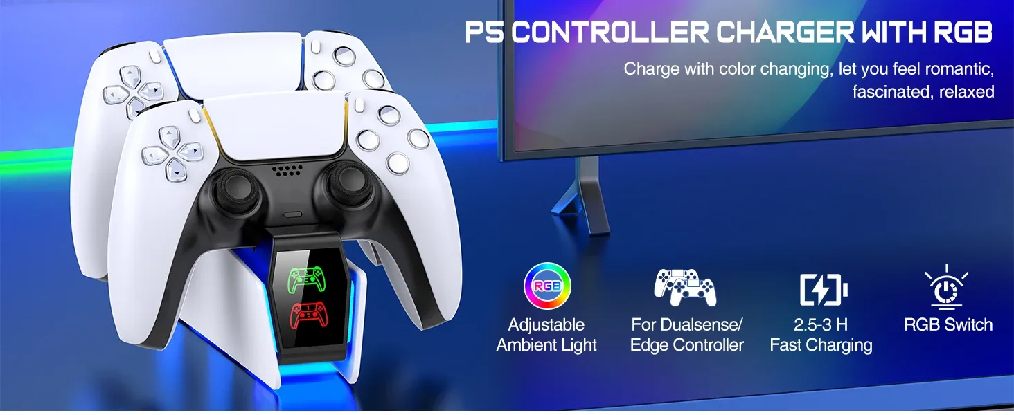 Station de charge double pour manettes PS5 en situation