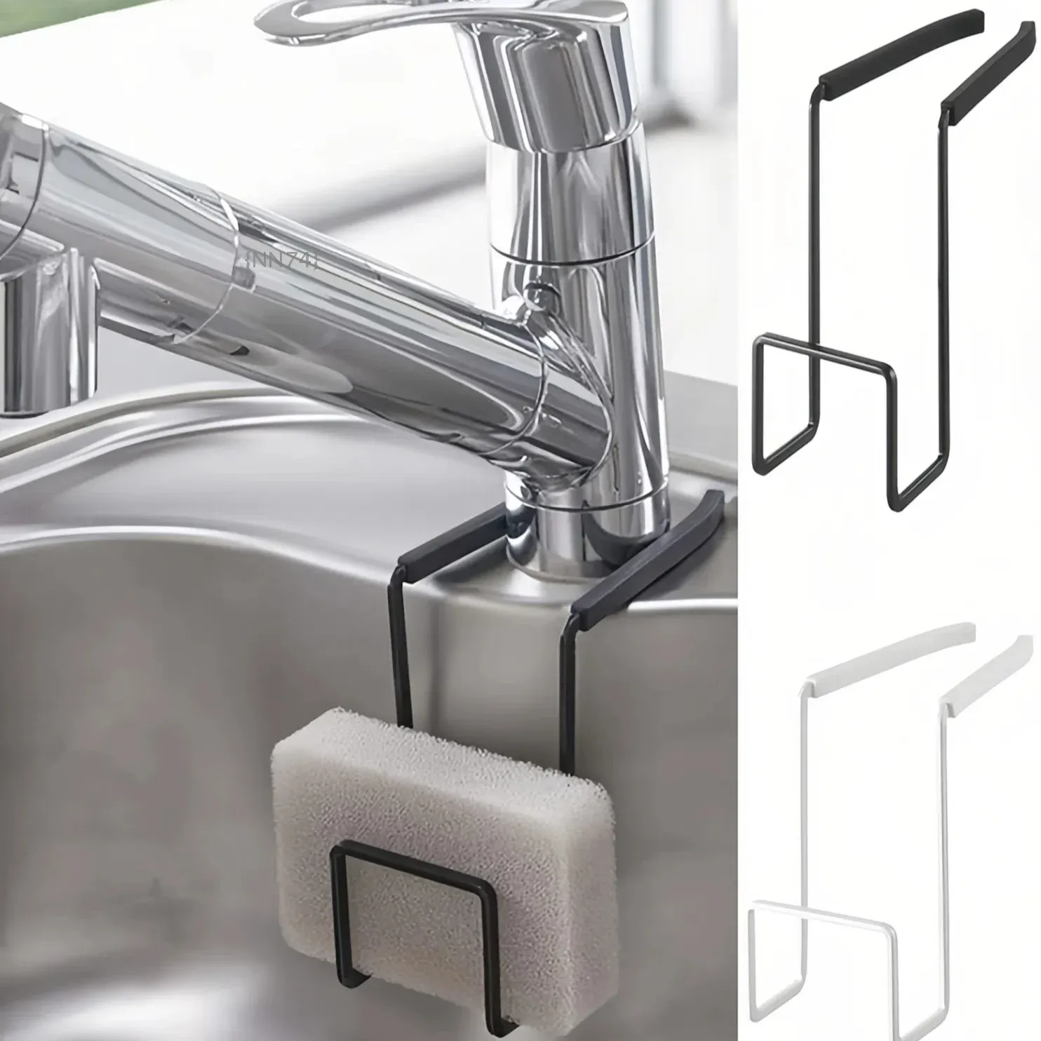 Organisateur d'évier en métal avec porte-éponge et égouttoir 1
