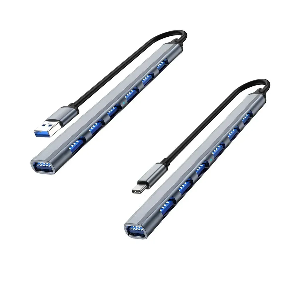 Vue d'ensemble du hub USB 3.0 en finition gris argenté