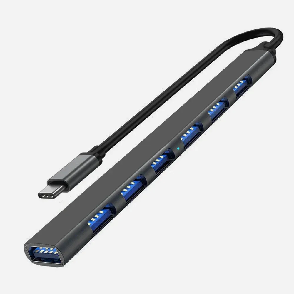 Hub USB 3.0 à 7 ports, répartiteur d'extension USB Type-C avec adaptateur OTG pour ordinateur portable, disque dur, souris et clavier 8