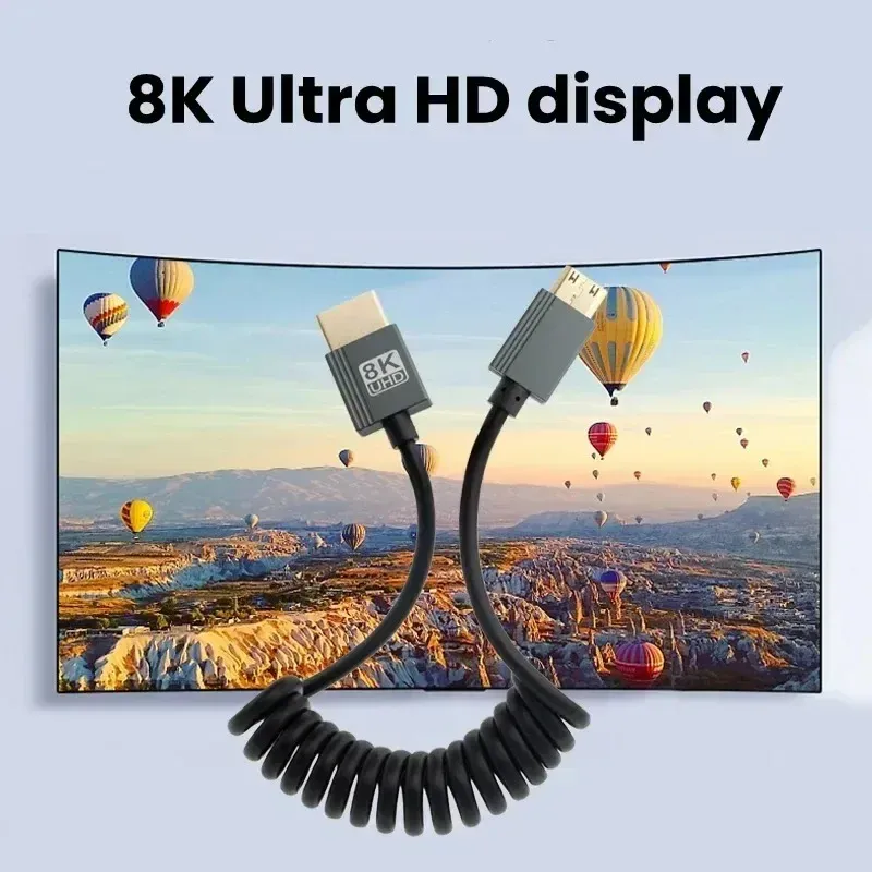 Câble HDMI 8K Ultra Haute Définition haute vitesse, Mini HDMI / Micro HDMI, cordon spiralé pour téléviseur HD, ordinateur portable, PS4, caméra, moniteur DV et écran 3