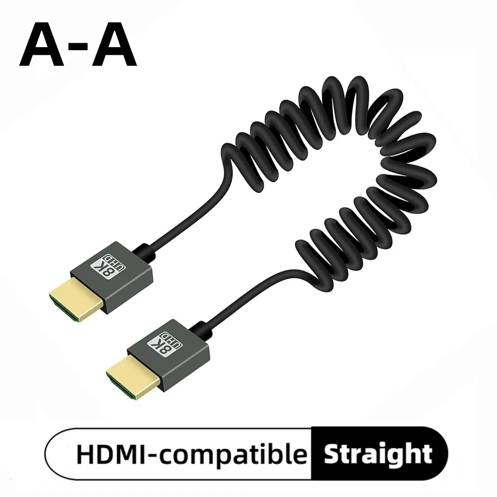 Câble HDMI 8K Ultra Haute Définition haute vitesse, Mini HDMI / Micro HDMI, cordon spiralé pour téléviseur HD, ordinateur portable, PS4, caméra, moniteur DV et écran 15