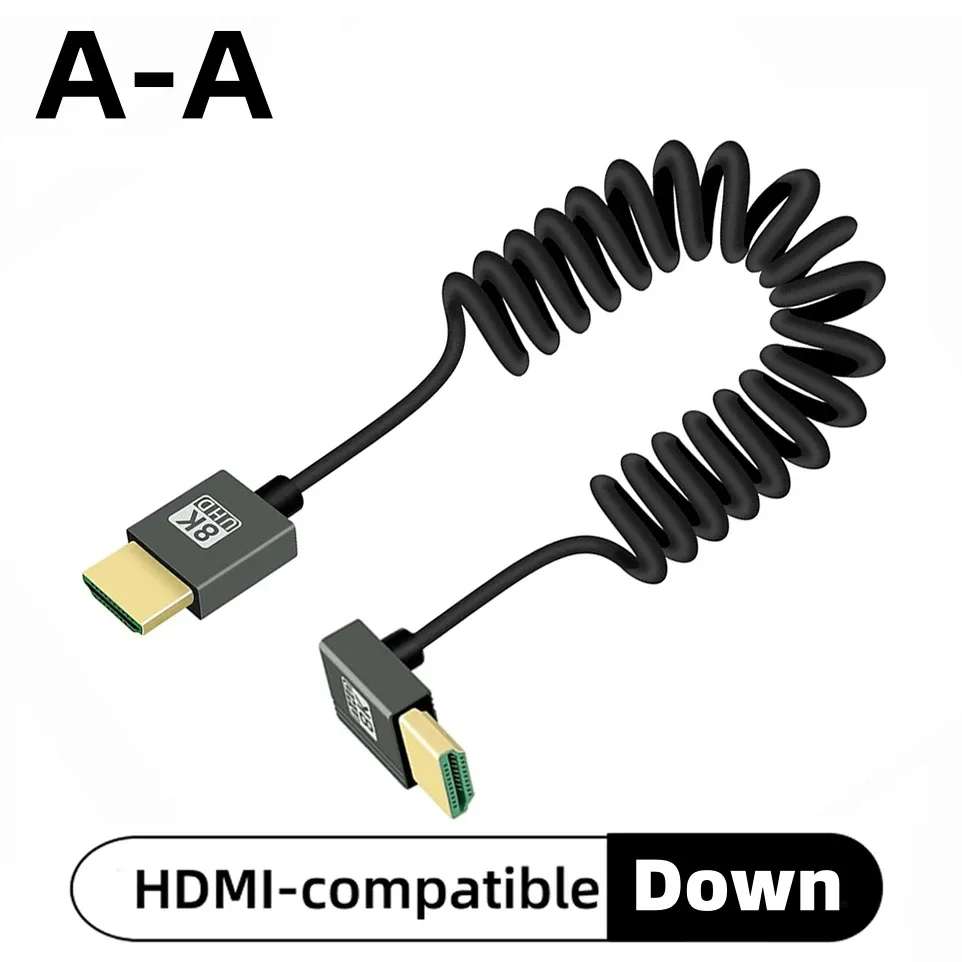 Câble HDMI 8K Ultra Haute Définition haute vitesse, Mini HDMI / Micro HDMI, cordon spiralé pour téléviseur HD, ordinateur portable, PS4, caméra, moniteur DV et écran 17