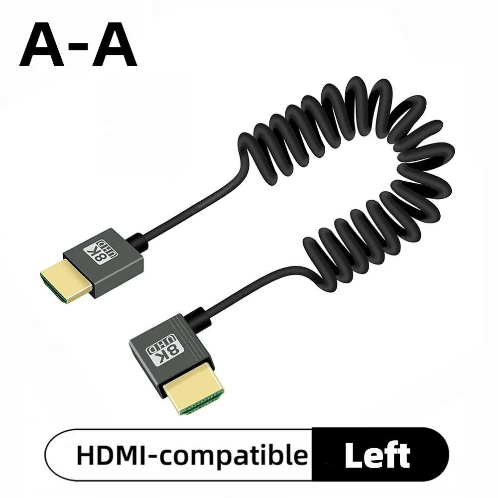 Câble HDMI 8K Ultra Haute Définition haute vitesse, Mini HDMI / Micro HDMI, cordon spiralé pour téléviseur HD, ordinateur portable, PS4, caméra, moniteur DV et écran 18