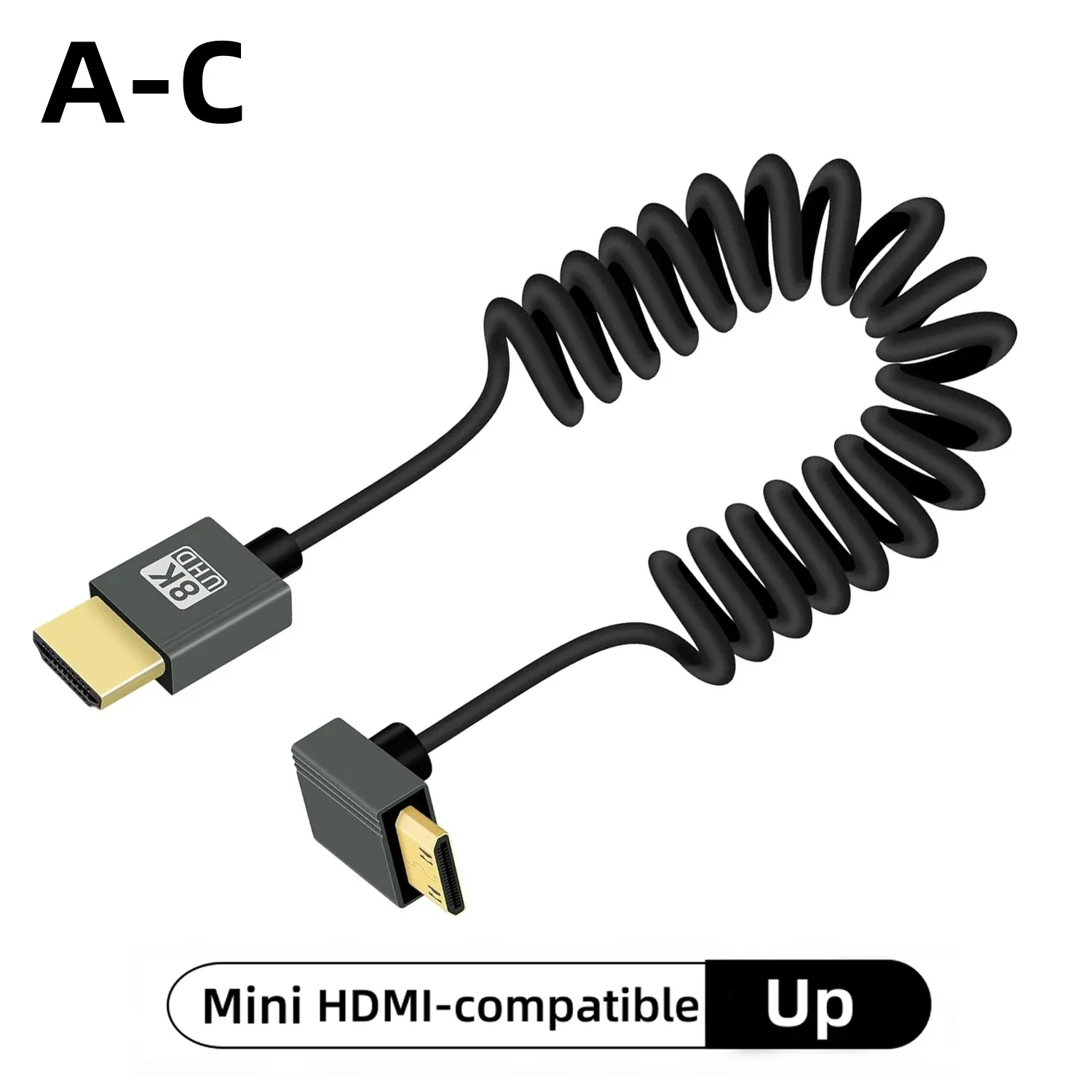 Câble HDMI 8K Ultra Haute Définition haute vitesse, Mini HDMI / Micro HDMI, cordon spiralé pour téléviseur HD, ordinateur portable, PS4, caméra, moniteur DV et écran 13