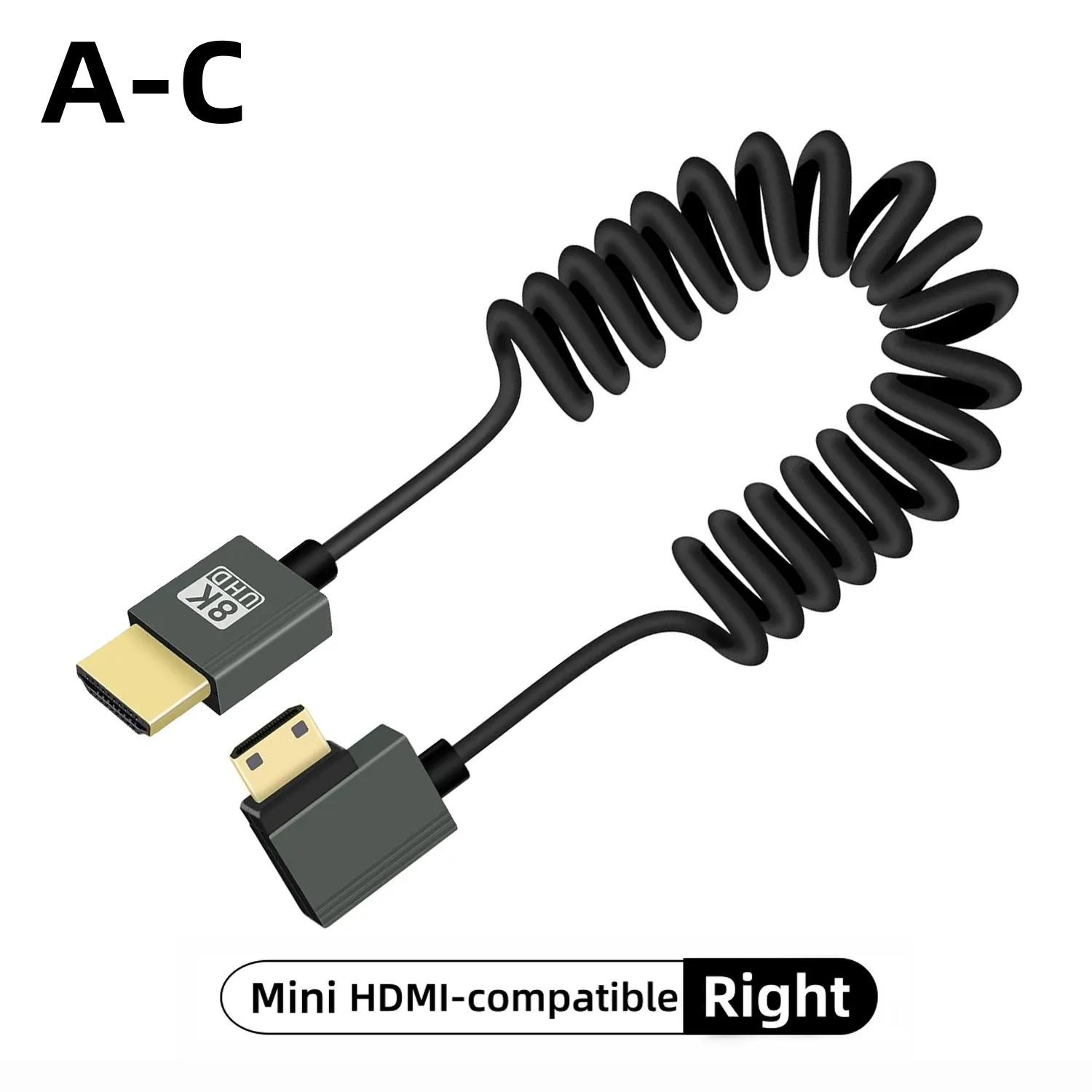 Câble HDMI 8K Ultra Haute Définition haute vitesse, Mini HDMI / Micro HDMI, cordon spiralé pour téléviseur HD, ordinateur portable, PS4, caméra, moniteur DV et écran 8