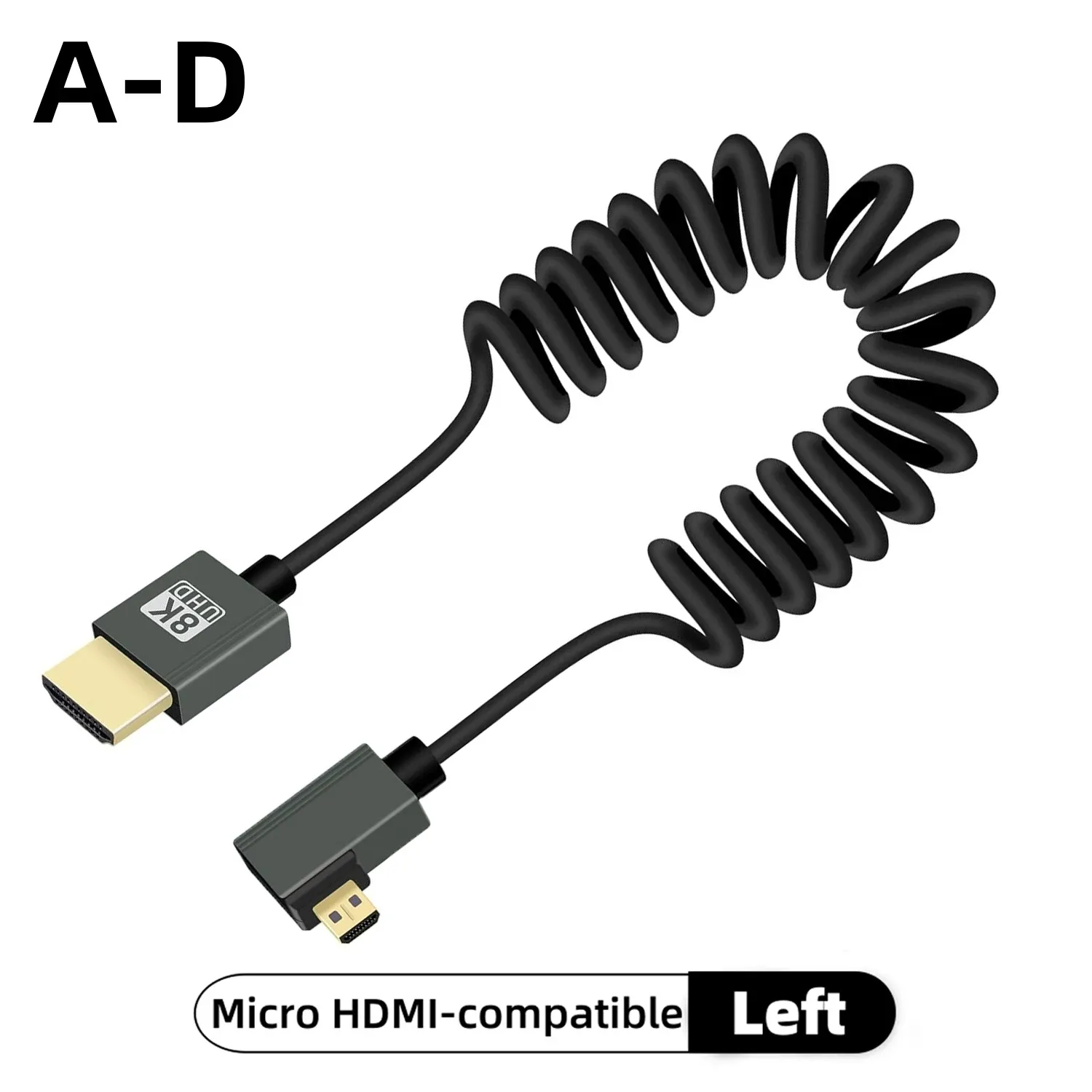 Câble HDMI 8K Ultra Haute Définition haute vitesse, Mini HDMI / Micro HDMI, cordon spiralé pour téléviseur HD, ordinateur portable, PS4, caméra, moniteur DV et écran 20