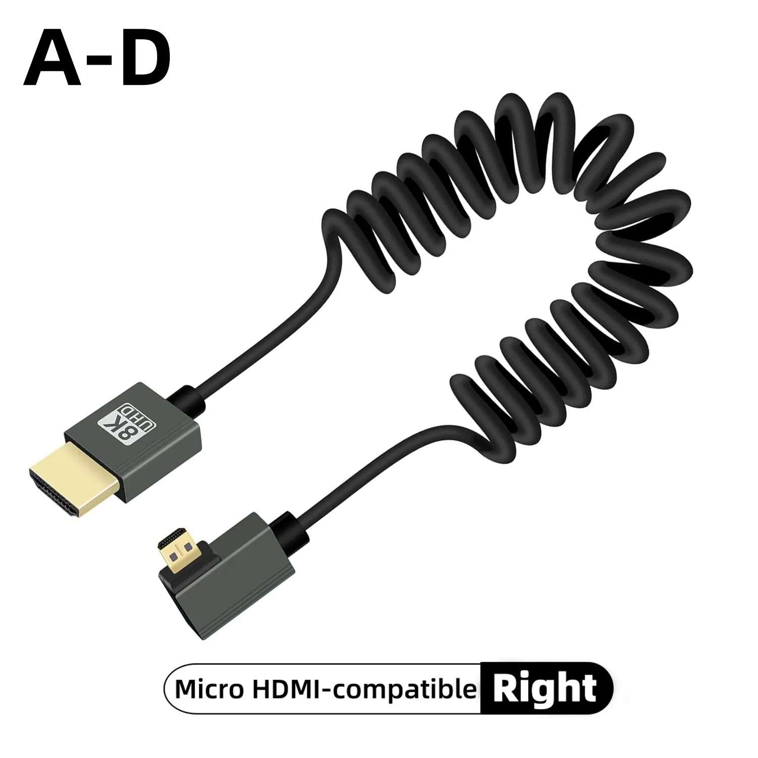 Câble HDMI 8K Ultra Haute Définition haute vitesse, Mini HDMI / Micro HDMI, cordon spiralé pour téléviseur HD, ordinateur portable, PS4, caméra, moniteur DV et écran 21