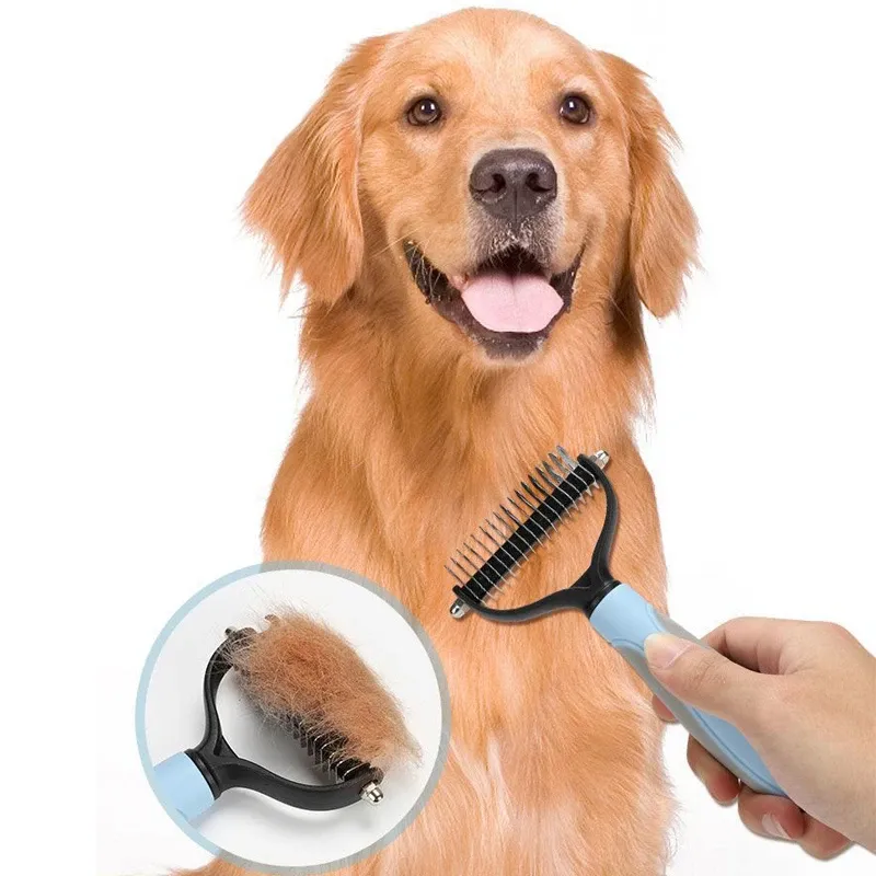 Brosse professionnelle anti-poils pour chiens et chats, outil de toilettage et d'élimination des sous-poils 2