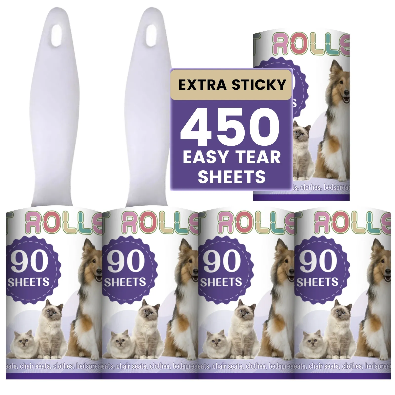 Rouleau adhésif pour poils d'animaux, épilateur pour canapé, lit, vêtements et tapis, idéal pour chiens et chats - Image 1