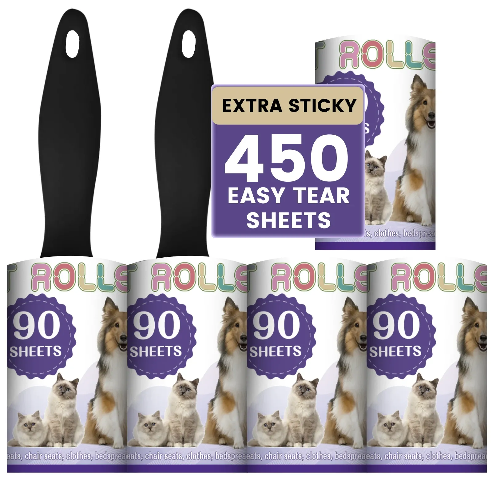 Rouleau adhésif pour poils d'animaux, épilateur pour canapé, lit, vêtements et tapis, idéal pour chiens et chats 9