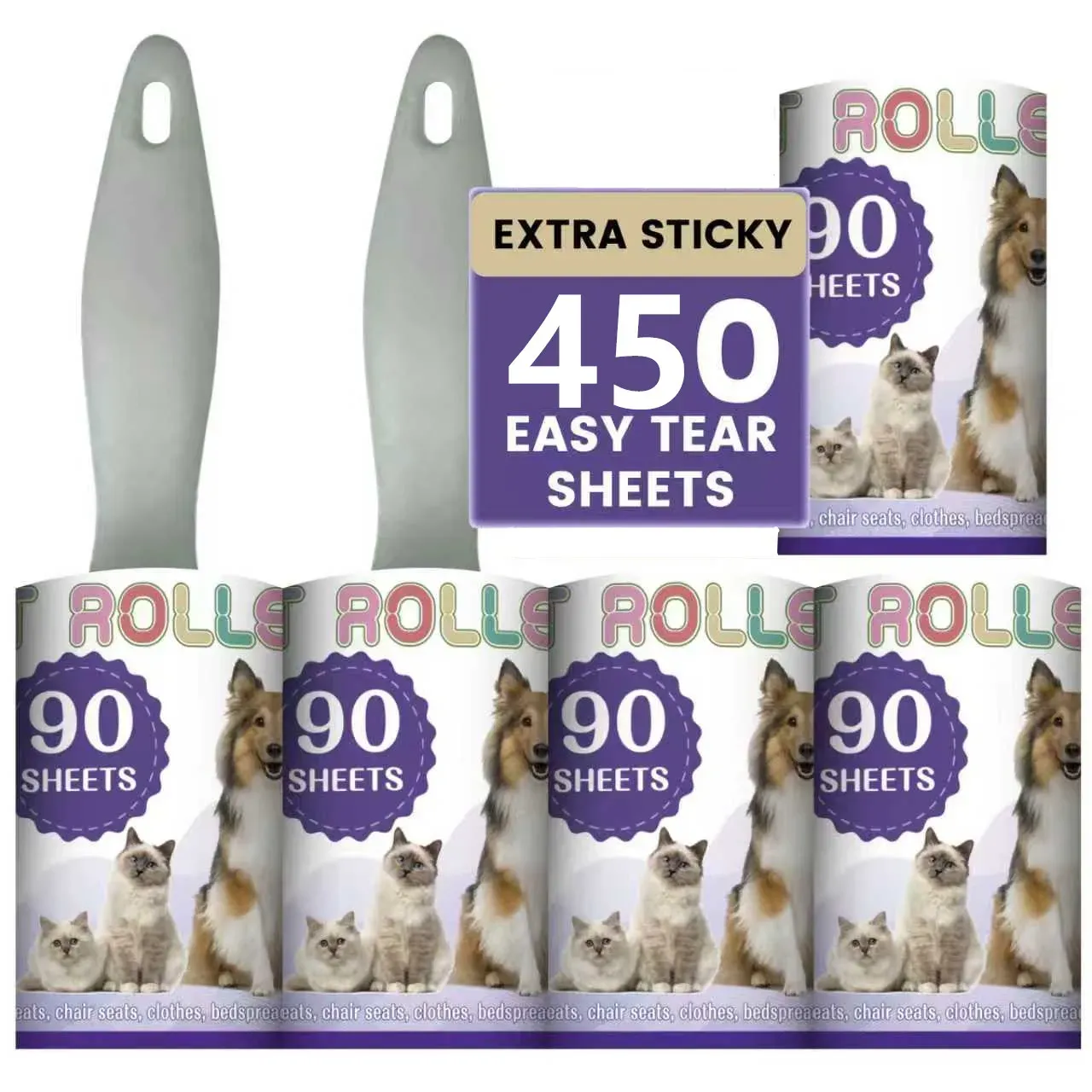 Rouleau adhésif pour poils d'animaux, épilateur pour canapé, lit, vêtements et tapis, idéal pour chiens et chats 7