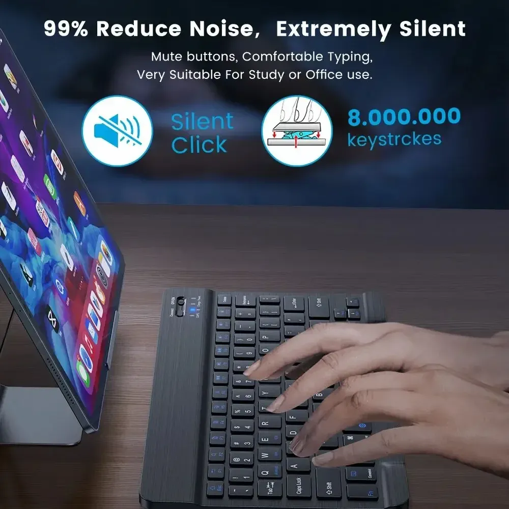 Mini clavier Bluetooth sans fil, ultra-fin et portable, compatible iPad, iPhone, tablette et smartphone (iOS et Android) - P1 3