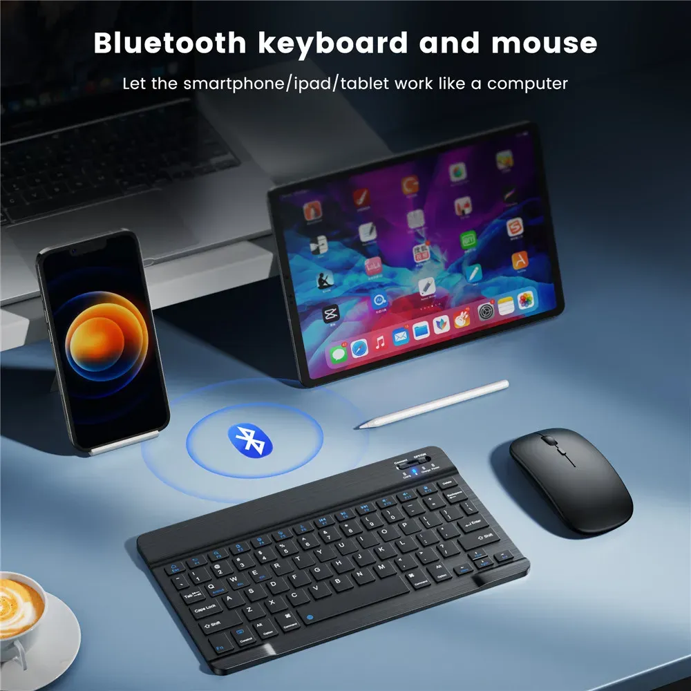 Mini clavier Bluetooth sans fil, ultra-fin et portable, compatible iPad, iPhone, tablette et smartphone (iOS et Android) - P1 2