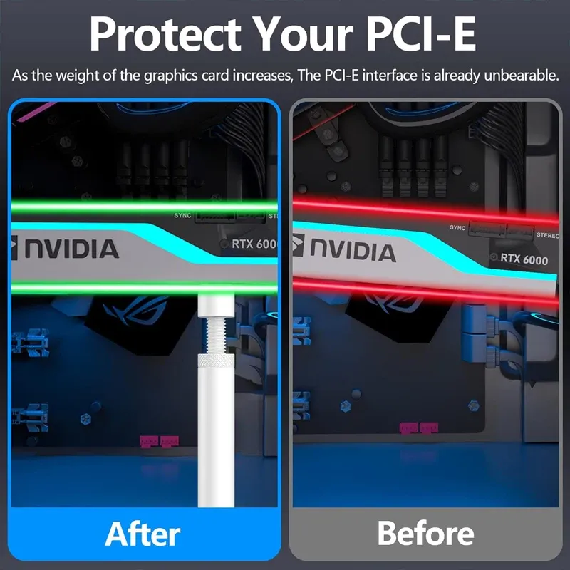 Support GPU en aluminium blanc, support anti-affaissement pour carte graphique 3