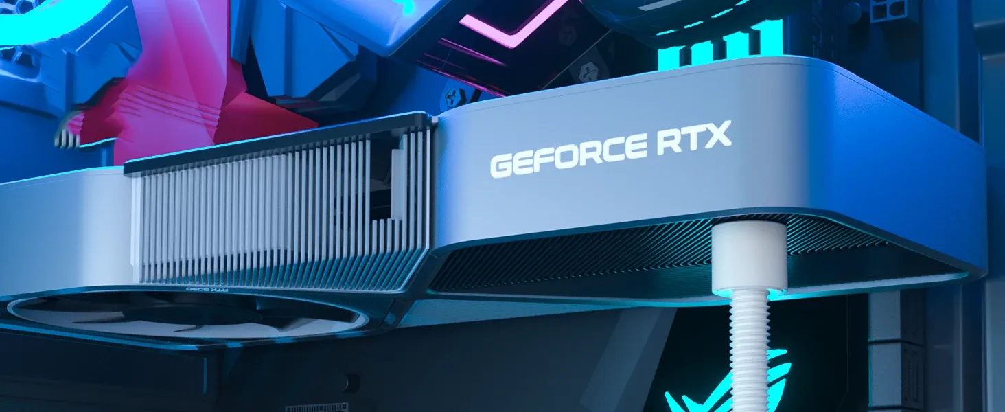 Support GPU blanc en aluminium, vue d'ensemble