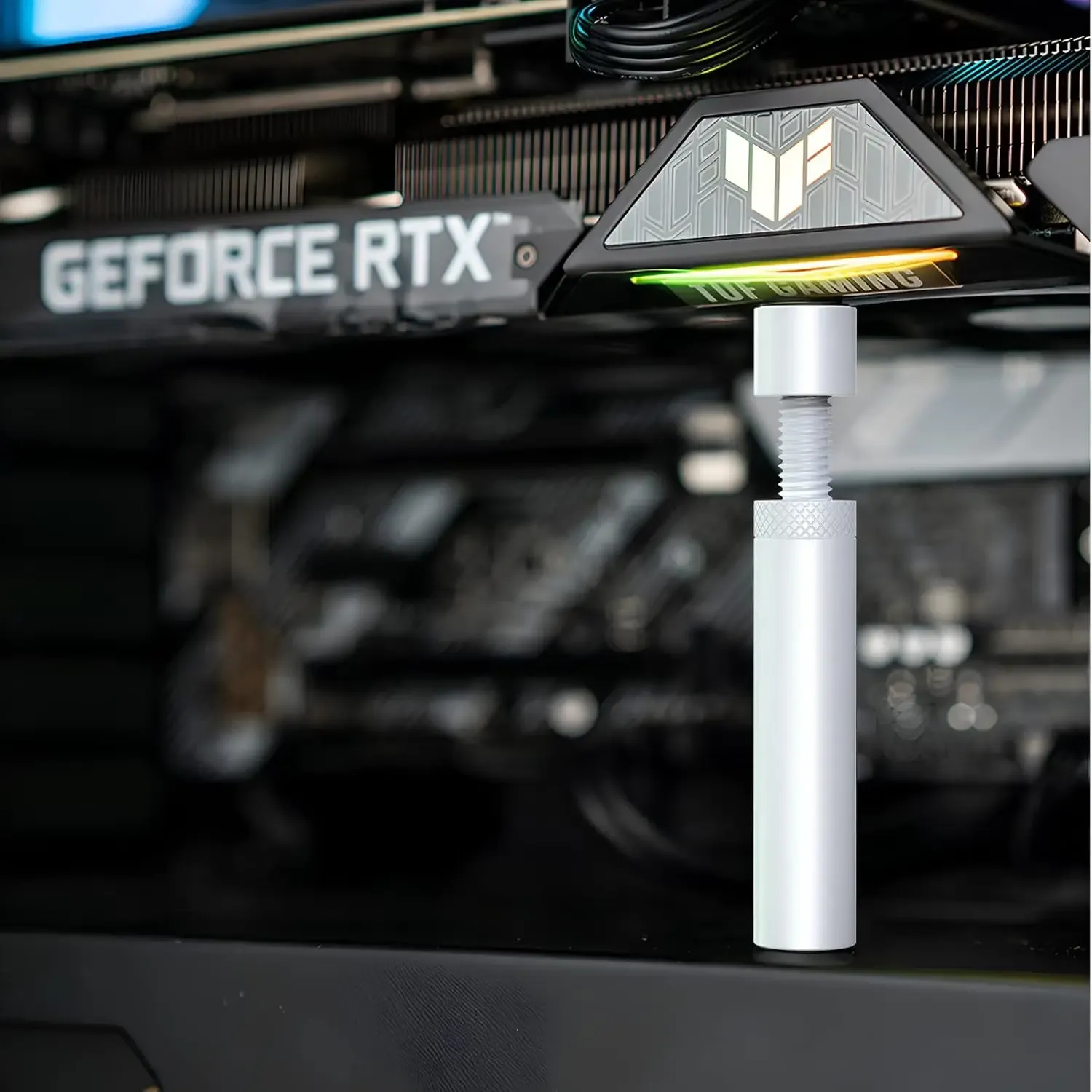 Support GPU blanc en aluminium, installation