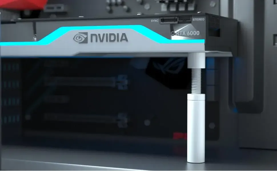Support GPU blanc en aluminium, lignes épurées