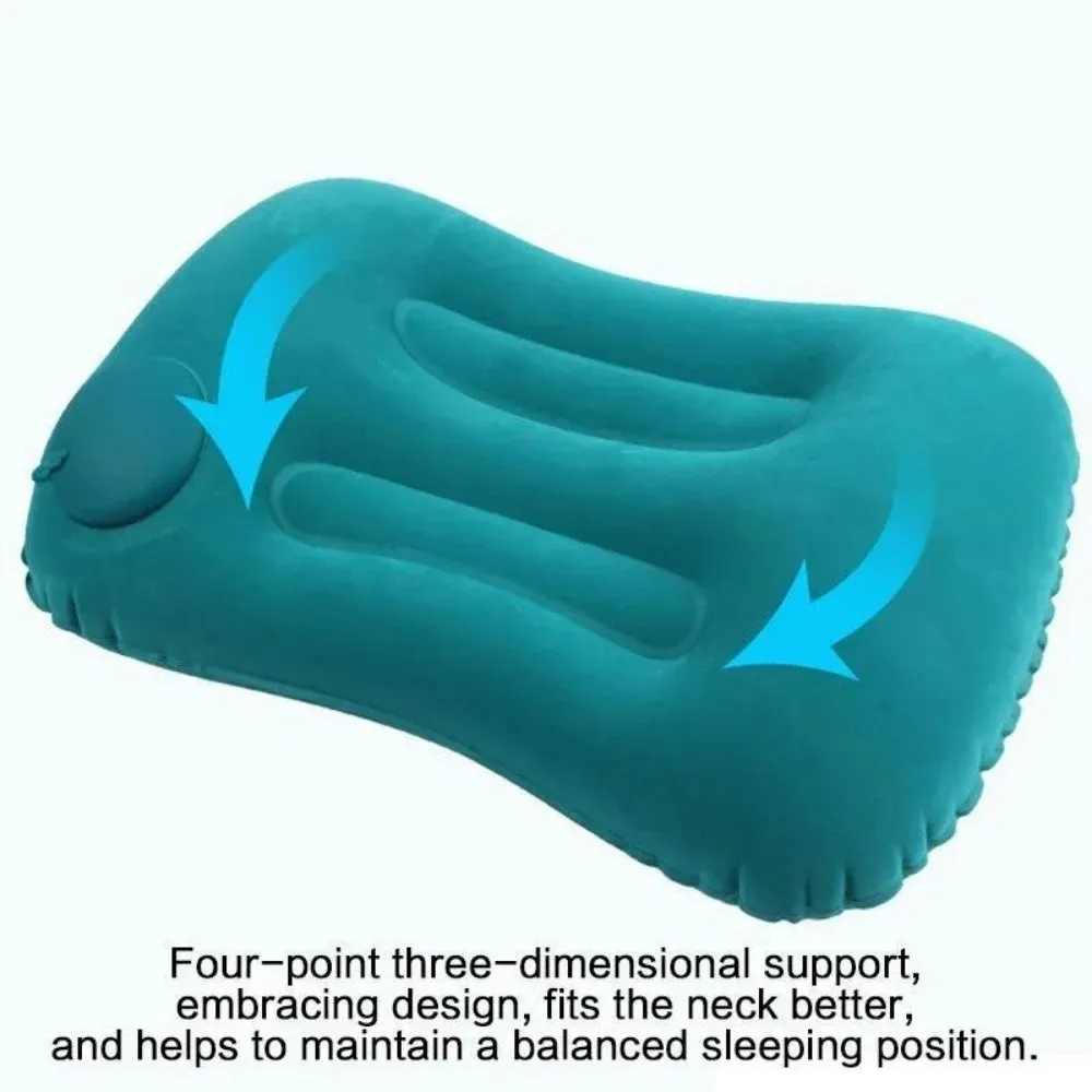 Oreiller gonflable portable pour le voyage et le camping, soutien du cou et du bas du dos 3