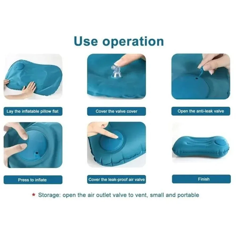 Oreiller gonflable portable pour le voyage et le camping, soutien du cou et du bas du dos 6