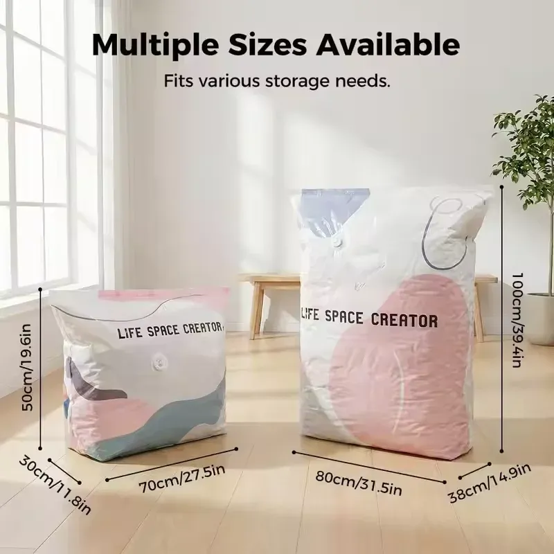 Sac de rangement sous vide sur fond blanc