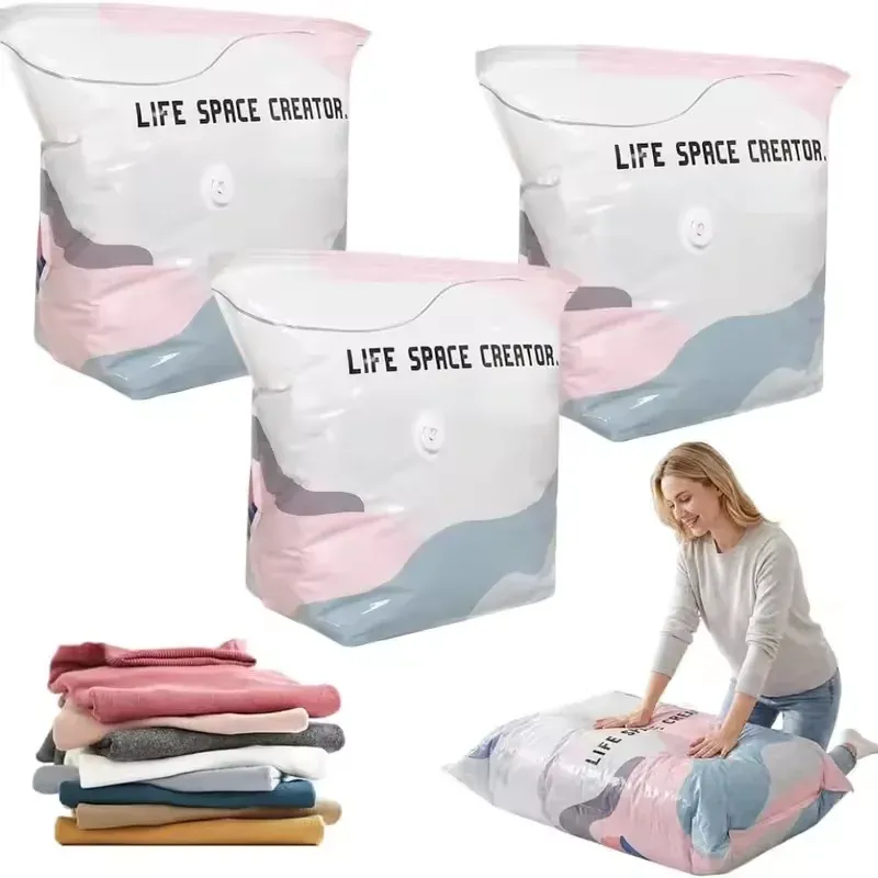 Sacs de rangement sous vide 3D, lot de 3, sans pompe, réutilisables et étanches 7