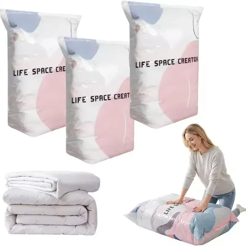 Sacs de rangement sous vide 3D, lot de 3, sans pompe, réutilisables et étanches 8