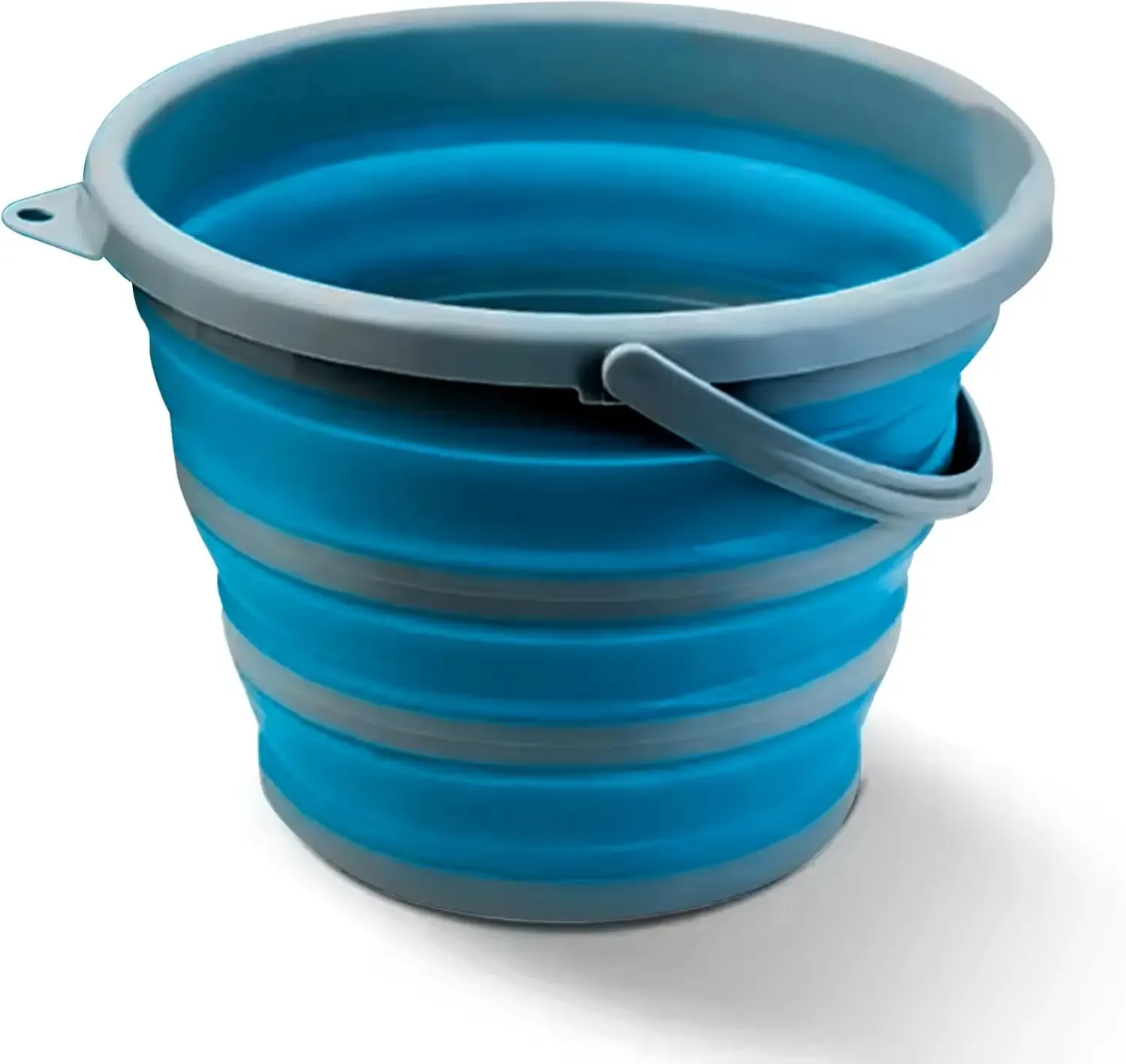 Seau pliable en silicone 10 L, rond, bleu, pour le nettoyage, les voyages et la pêche 1