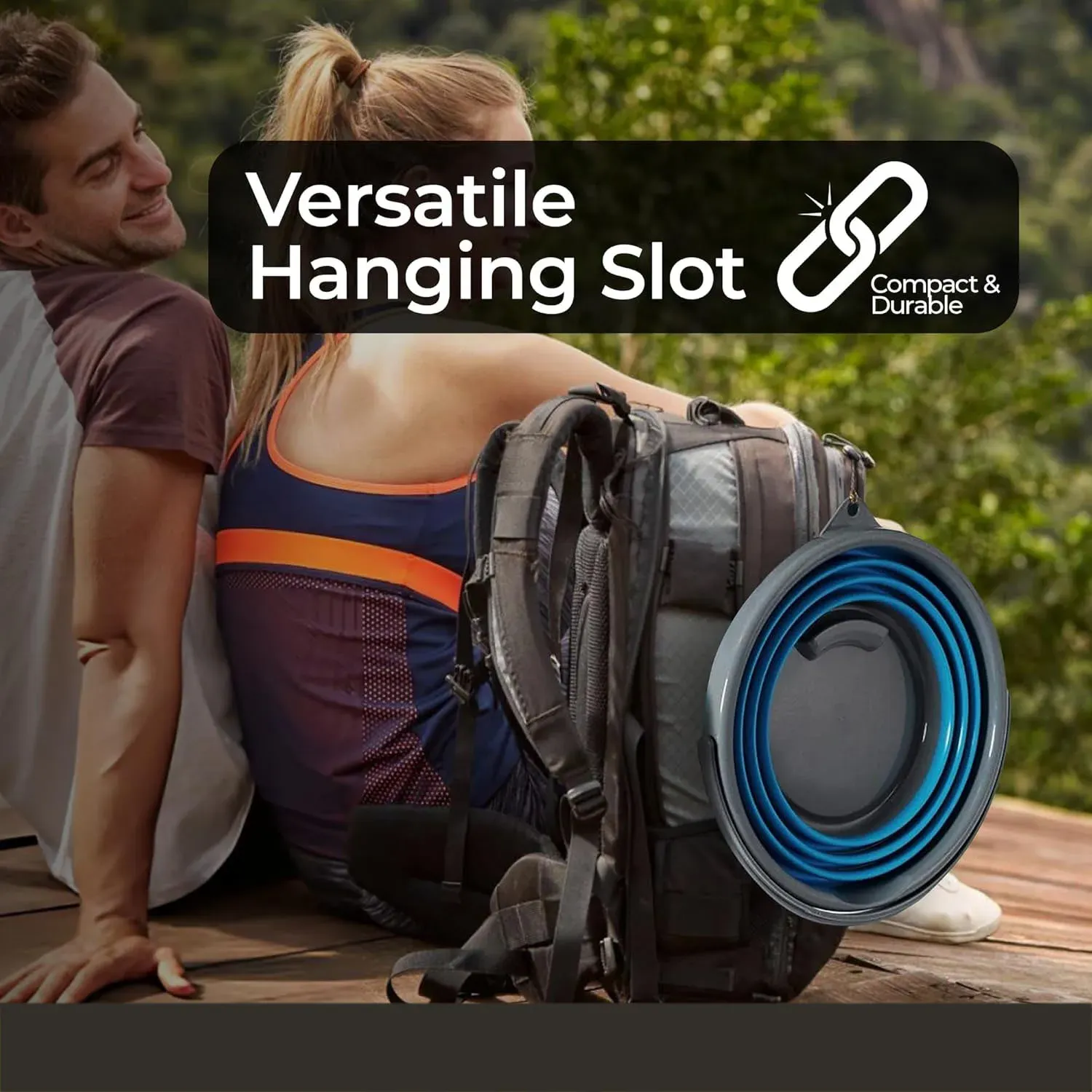 Seau pliable en silicone 10 L, rond, bleu, pour le nettoyage, les voyages et la pêche 4