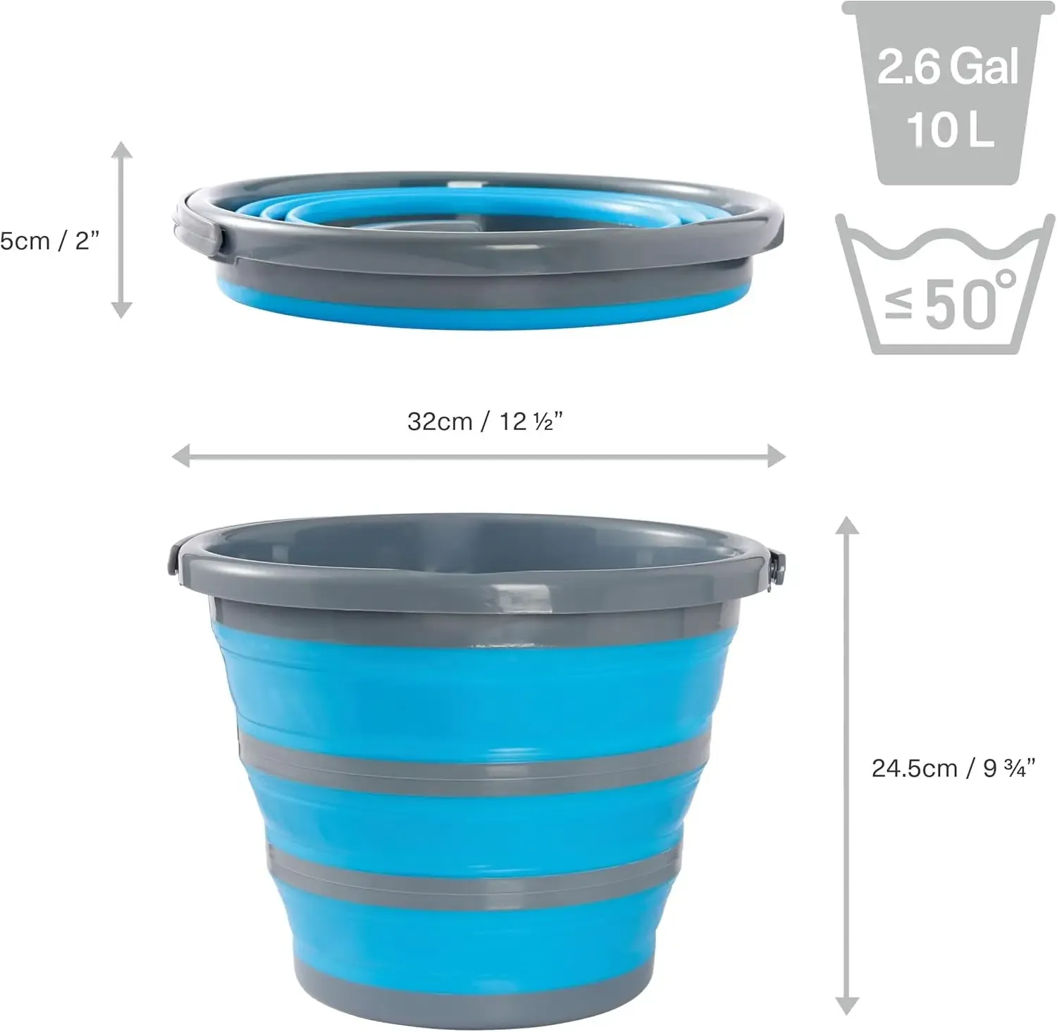 Seau pliable en silicone, détail de la structure
