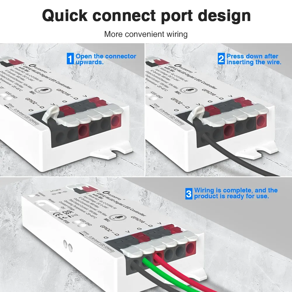 GLEDOPTO Contrôleur WLED pour bande LED, ESP8266 ESP32, micro RGB IC, lumières numériques adressables, guirlande lumineuse, compatible WS2811 WS2812 WS2815 SK6812 5