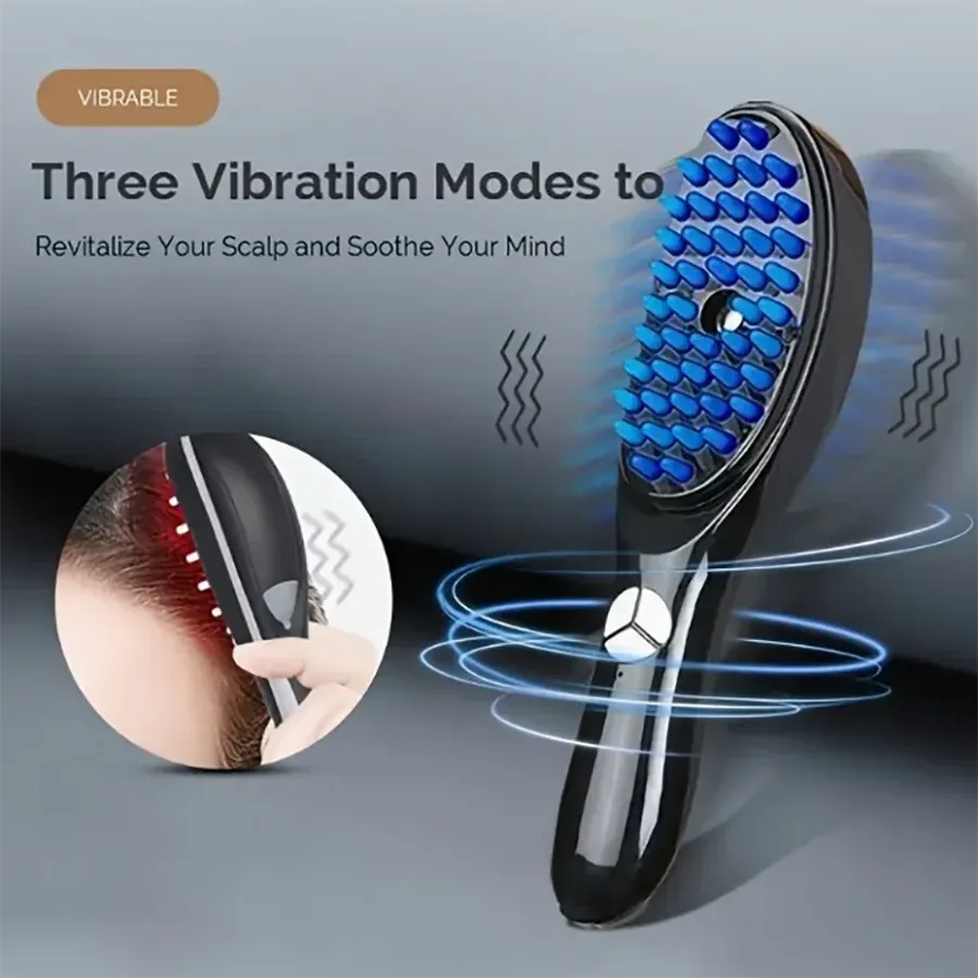 Masseur de cuir chevelu vibrant rechargeable USB avec peigne portable et après-shampoing hydratant 2