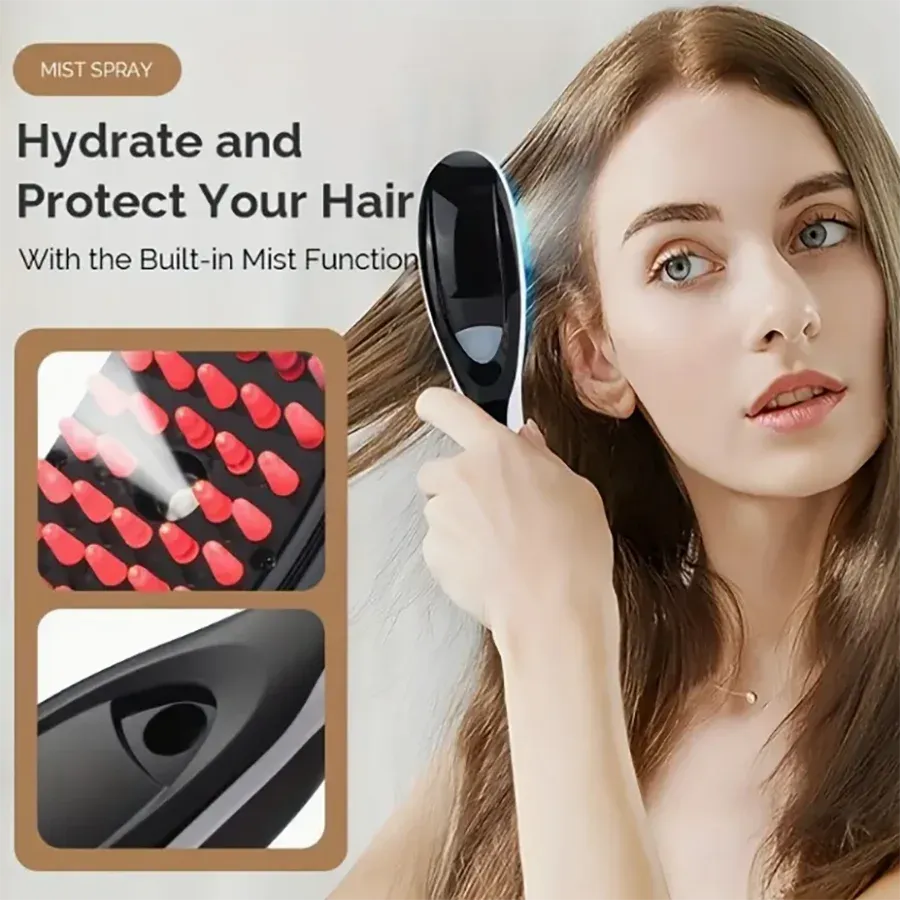 Masseur de cuir chevelu vibrant rechargeable USB avec peigne portable et après-shampoing hydratant 3