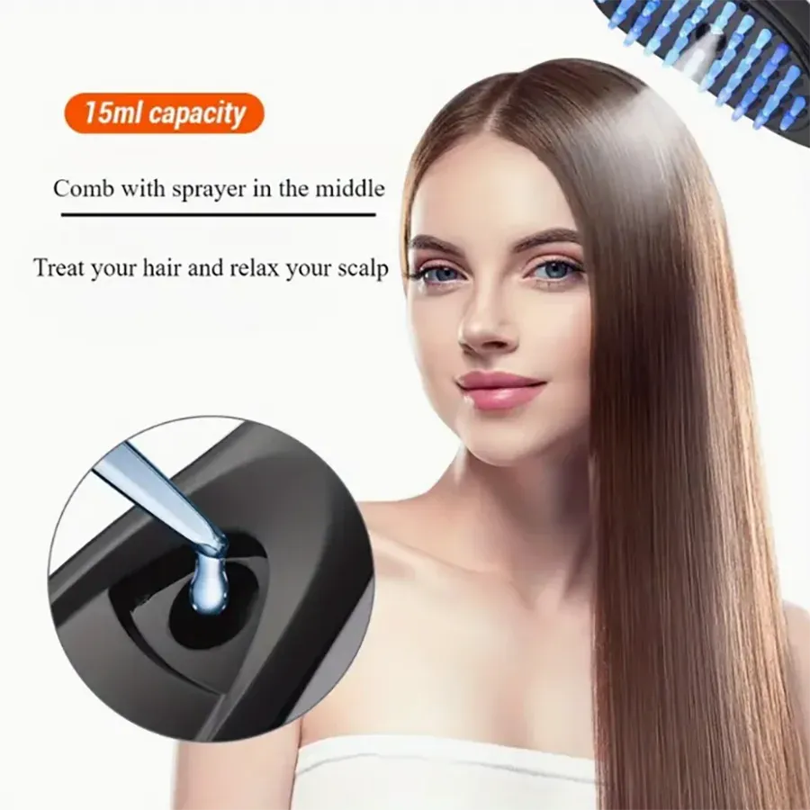 Masseur de cuir chevelu vibrant rechargeable USB avec peigne portable et après-shampoing hydratant 4