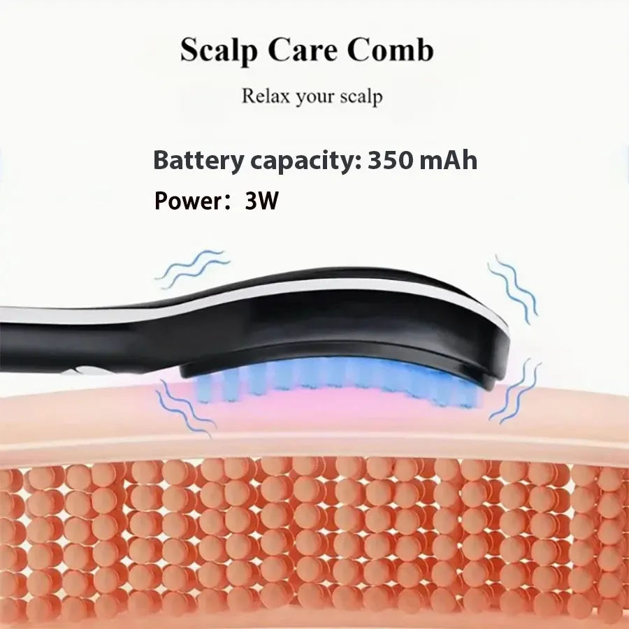 Masseur de cuir chevelu vibrant rechargeable USB avec peigne portable et après-shampoing hydratant 5