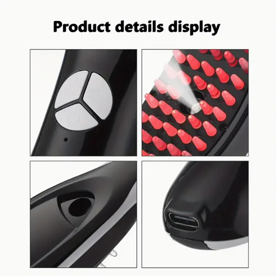 Masseur de cuir chevelu vibrant rechargeable USB avec peigne portable et après-shampoing hydratant 6