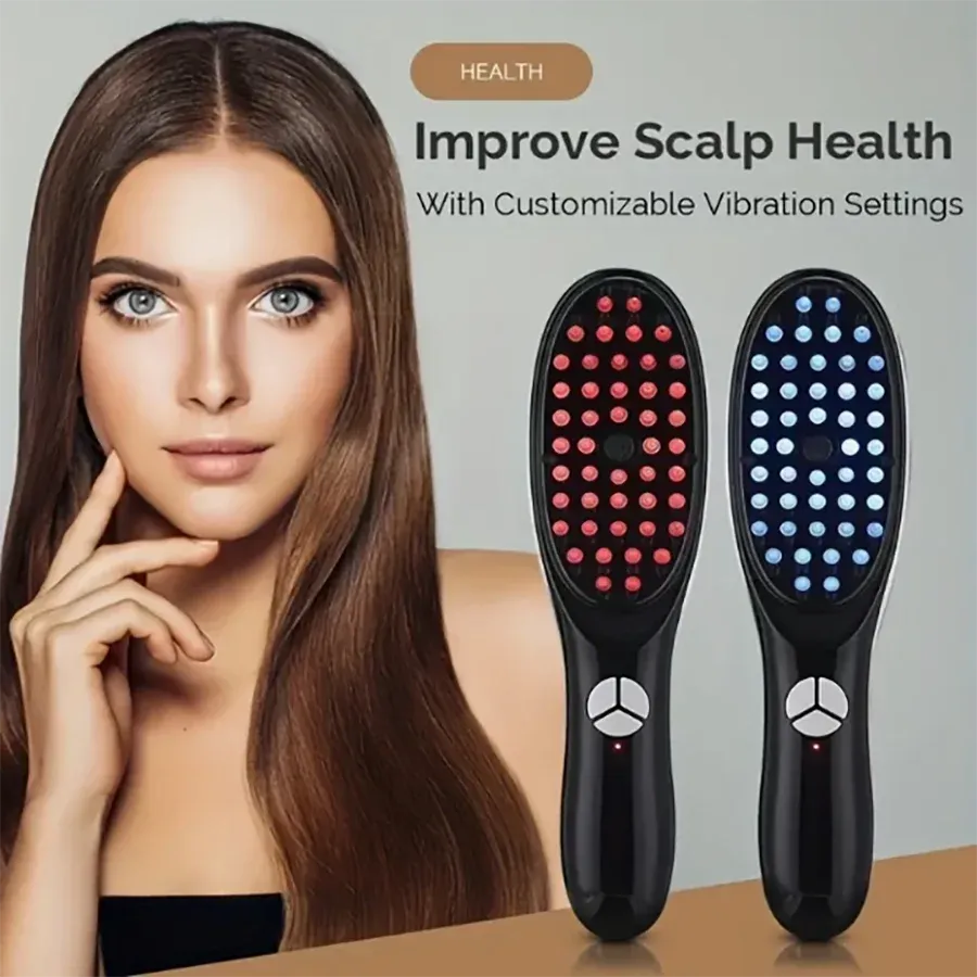 Masseur de cuir chevelu vibrant rechargeable USB avec peigne portable et après-shampoing hydratant 7