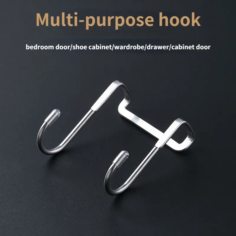 Crochet double en S en acier inoxydable 304, sans perçage, pour porte d'armoire de cuisine et porte arrière 2