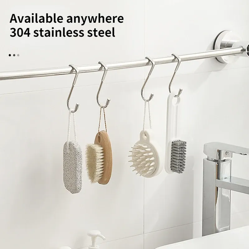 Crochet double en S en acier inoxydable 304, sans perçage, pour porte d'armoire de cuisine et porte arrière 5