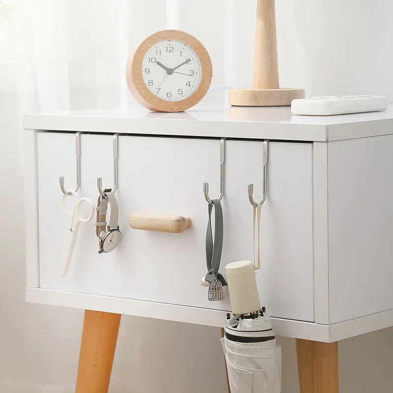 Crochet double en S en acier inoxydable 304, sans perçage, pour porte d'armoire de cuisine et porte arrière 6
